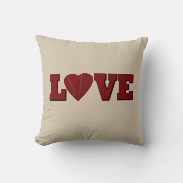 Love basketball with red heart throw pillow (Front)