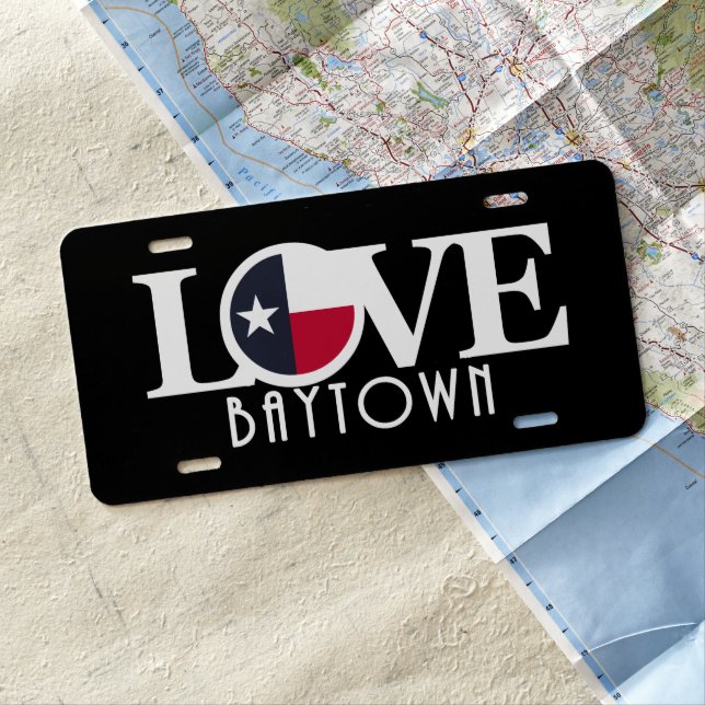 LOVE Baytown Texas License Plate (In Situ)