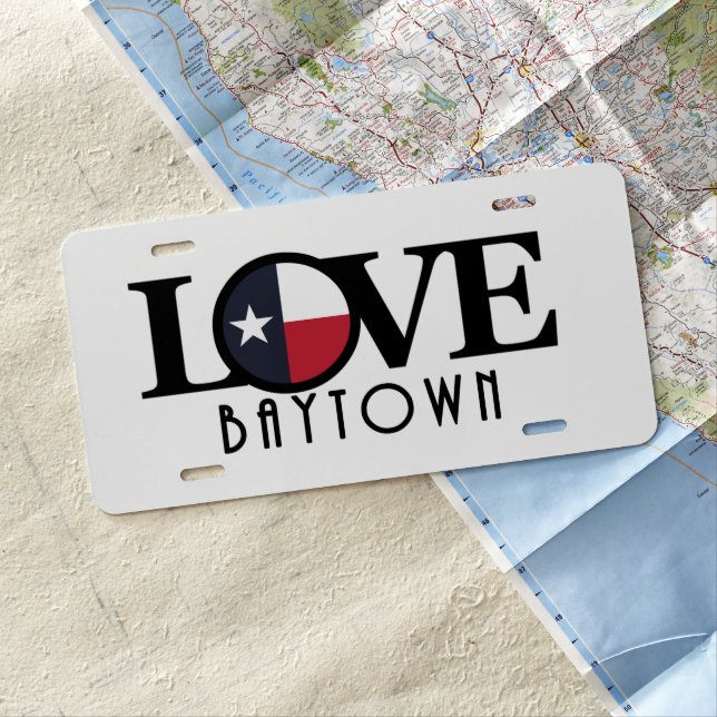 LOVE Baytown Texas License Plate (In Situ)