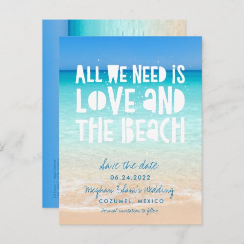 Love Beach Coastal Wedding Save the Date Announcement Postcard