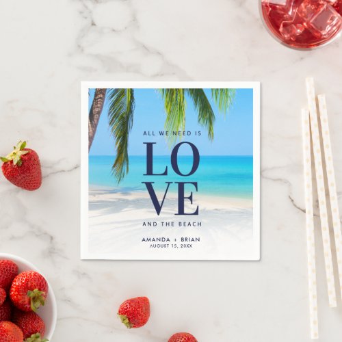 Love Beach Destination Palm Tree Wedding Napkins