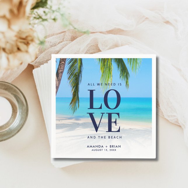 Love Beach Destination Palm Tree Wedding Napkins (Love Beach Destination Palm Tree Wedding Napkins)