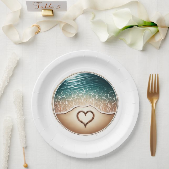 Love Beach Paper Plates (Wedding)