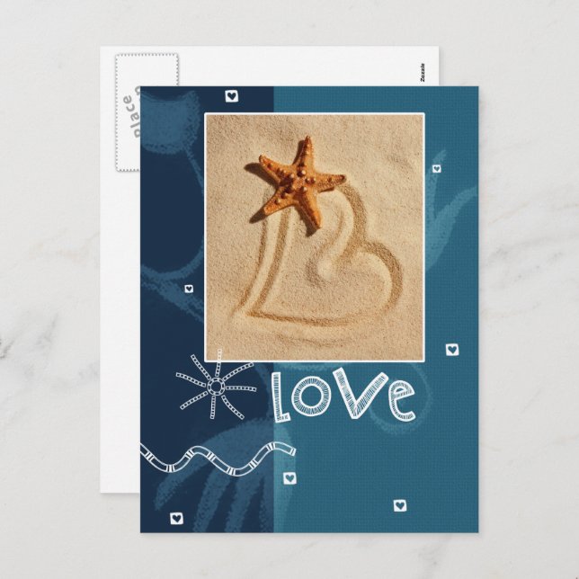Love. Beach Theme Valentine's Day  Holiday Postcard (Front/Back)