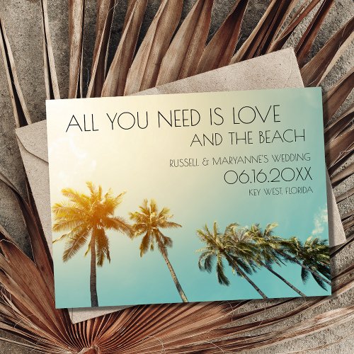 Love Beach Tropical Wedding Budget Save the Date Postcard
