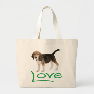 Love Beagle Puppy Dog Canvas Totebag Large Tote Bag
