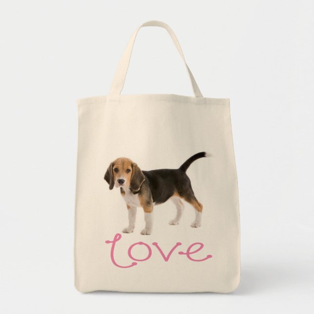 Love Beagle Puppy Dog Canvas Totebag Tote Bag (Front)