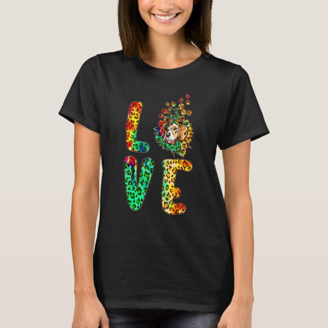 Love Beagle Sunflower Tie Dye Dog Mom Mothers Day T-Shirt (Front)