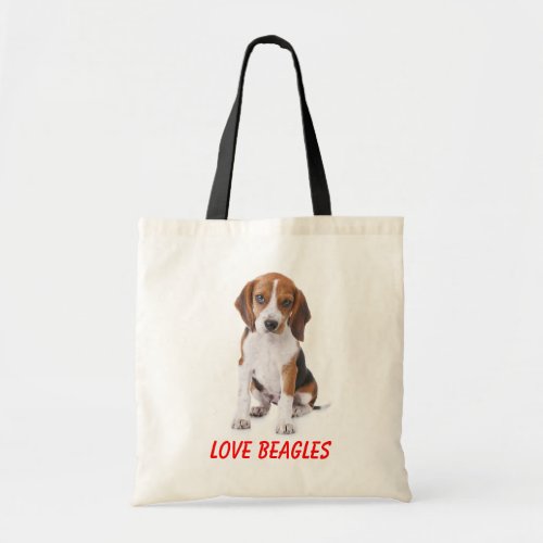 Love Beagles Puppy Dog Canvas Totebag Tote Bag