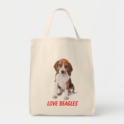 Love Beagles Puppy Dog Canvas Totebag Tote Bag