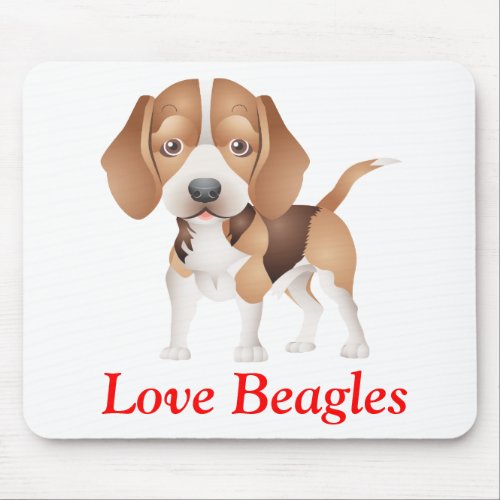 Love Beagles Puppy Dog Cartoon Mouse Pad
