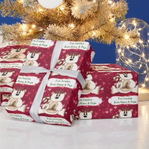 Love Bear Grandchild Personalized Christmas Wrapping Paper