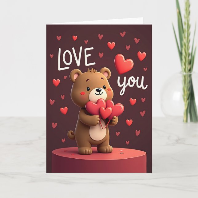 Love Bear Heart Pattern Card (Front)
