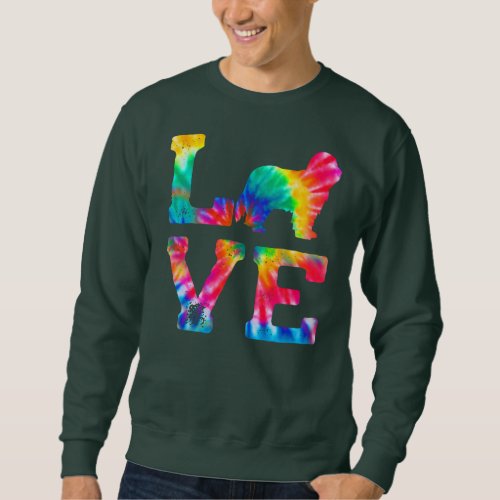 Love Bearded Collie Tie Dye Dog Mom Dad  Sweatshirt