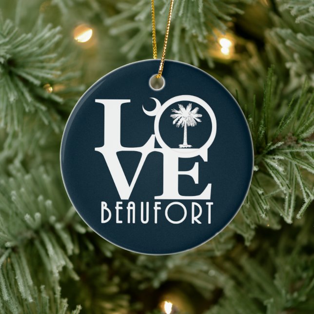 LOVE Beaufort South Carolina Ceramic Ornament (Tree)