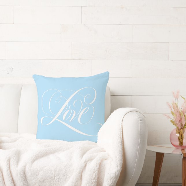 LOVE Beautiful Flourished Calligraphy Lettering Throw Pillow (Couch)