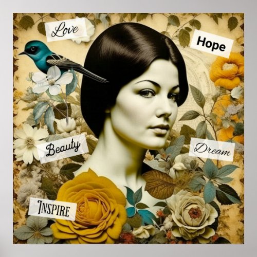 Love Beauty Inspire Dream and Hope Vintage Lady Poster