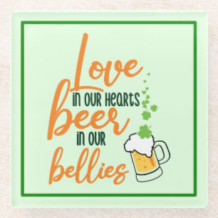 Love & Beer St. Patrick’s Day Fun-61146 Hoodie Glass Coaster