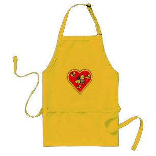 Love Bees (Four Bees Within Red Heart) Adult Apron