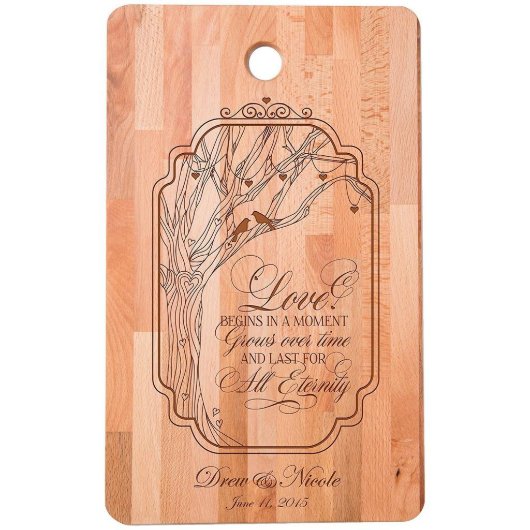 Love Begins in a Moment Cute Bamboo Cutting Board (Front)