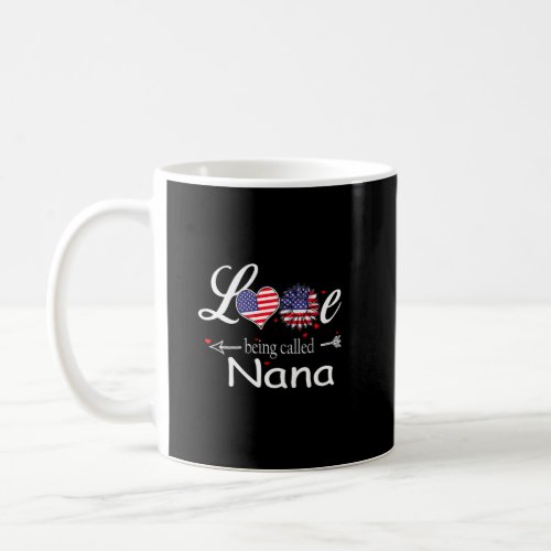 Love Beign Called Nana Sunflower Heart Usa Flag Cu Coffee Mug