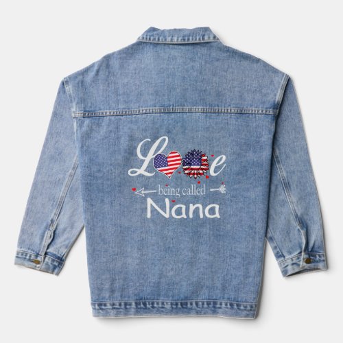 Love Beign Called Nana Sunflower Heart Usa Flag Cu Denim Jacket