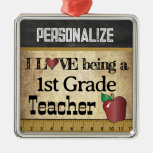 Love being a 1st Grade Teacher Vintage Metal Ornament