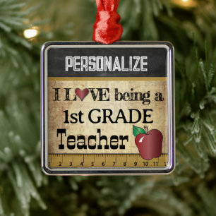 Love being a 1st Grade Teacher Vintage Metal Ornament
