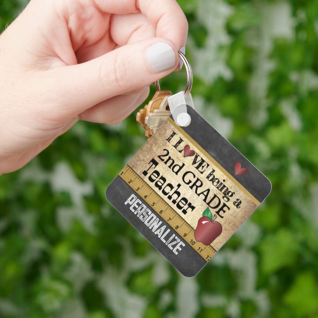 Love Being a 2nd Grade Teacher Keychain (Hand)
