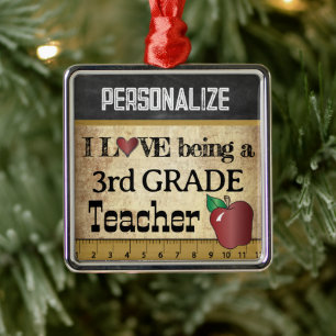 Love being a 3rd Grade Teacher Vintage Metal Ornament