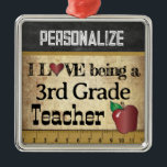 Love being a 3rd Grade Teacher | Vintage Metal Ornament<br><div class="desc">Third Grade School Teacher Christmas Ornament ready for you to personalize. ⭐This Product is 100% Customizable. Graphics and / or text can be added, deleted, moved, resized, changed around, rotated, etc... 99% of my designs in my store are done in layers. This makes it easy for you to resize and...</div>