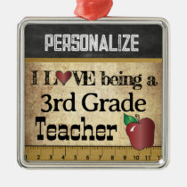 Love being a 3rd Grade Teacher | Vintage Metal Ornament