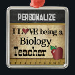 Love being a Biology Teacher | Vintage Metal Ornament<br><div class="desc">Biology Teacher Christmas Ornament ready for you to personalize. ⭐This Product is 100% Customizable. Graphics and / or text can be added, deleted, moved, resized, changed around, rotated, etc... 99% of my designs in my store are done in layers. This makes it easy for you to resize and move the...</div>