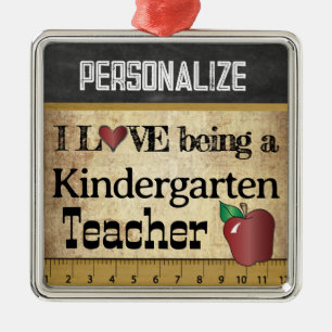 Love being a Kindergarten Teacher Vintage Metal Ornament