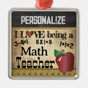 Love being a Math Teacher Vintage Metal Ornament