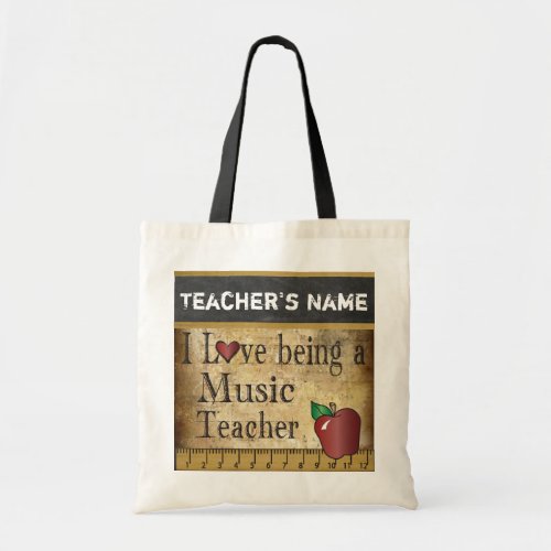 Love Being a Music Teacher  Vintage Style Tote Bag