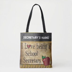 Love Being a School Secretary DIY Name Tote Bag