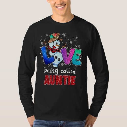 Love Being Called Auntie Snowman  Christmas Pajama T_Shirt