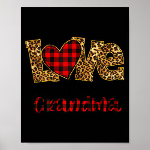 Love Being Called Grandma Leopard Red Plaid Heart Poster