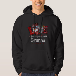 Love being called Granna Snowman Christmas Red Pla Hoodie