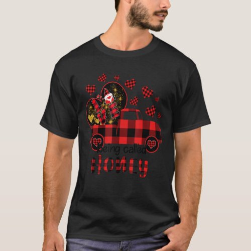 Love Being Called Honey Red Truck Gnome Valentine T_Shirt
