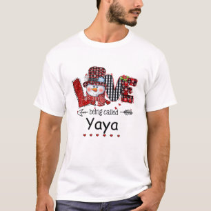Love Being Called Yaya Snowman Christmas Red Plaid T-Shirt