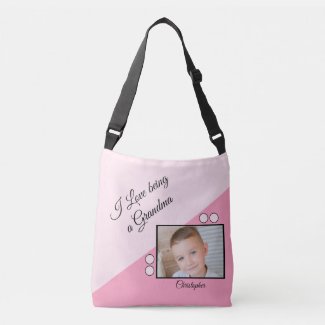 Love being Grandma add photos and names pink Crossbody Bag