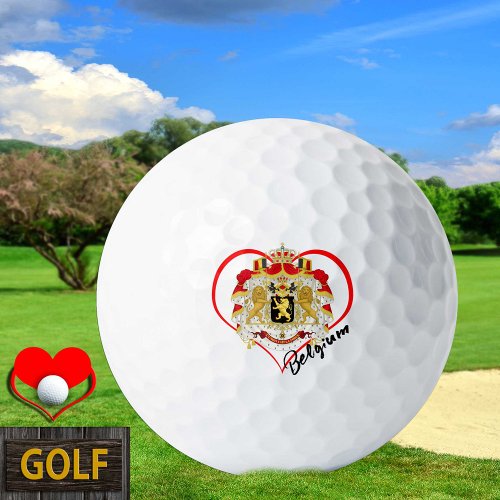Love Belgium Golf Balls Belgian flag Heart Golf Balls