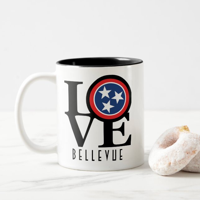 LOVE Bellevue Tennessee 11oz Two-Tone Coffee Mug (With Donut)