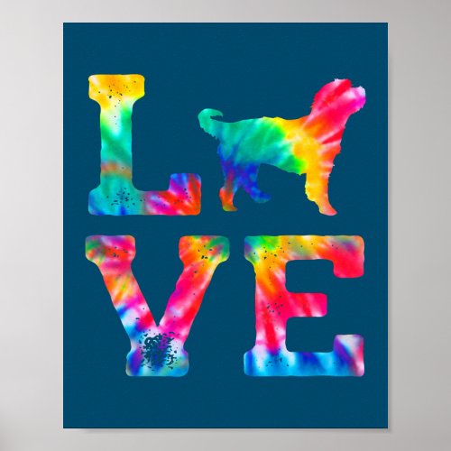 Love Bernedoodle Tie Dye Dog Mom Dad  Poster