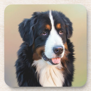 Love Bernese Mountain Puppy Dog Coaster Set
