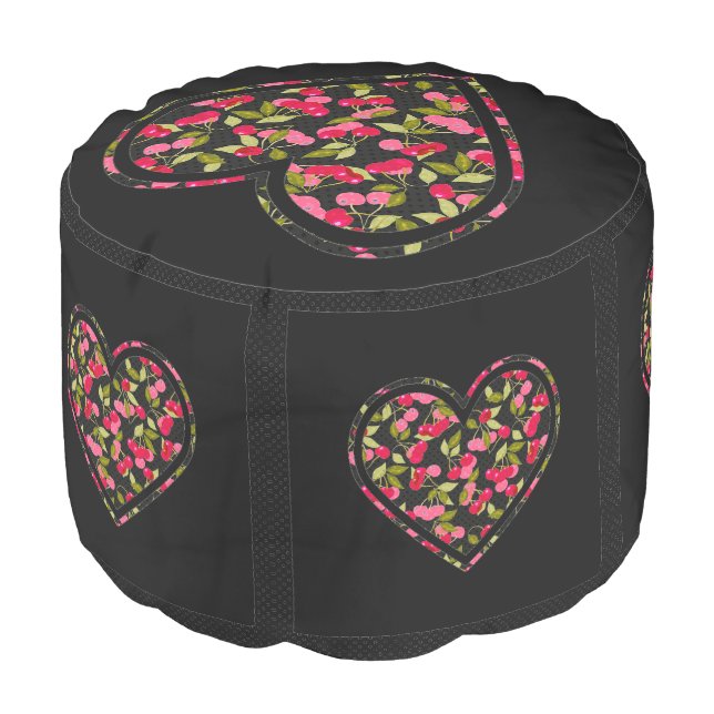 Love, berries, cherry pouf (Angled Front)