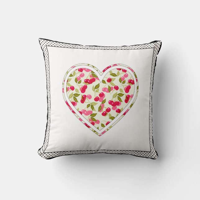 Love, berries, cherry throw pillow (Front)
