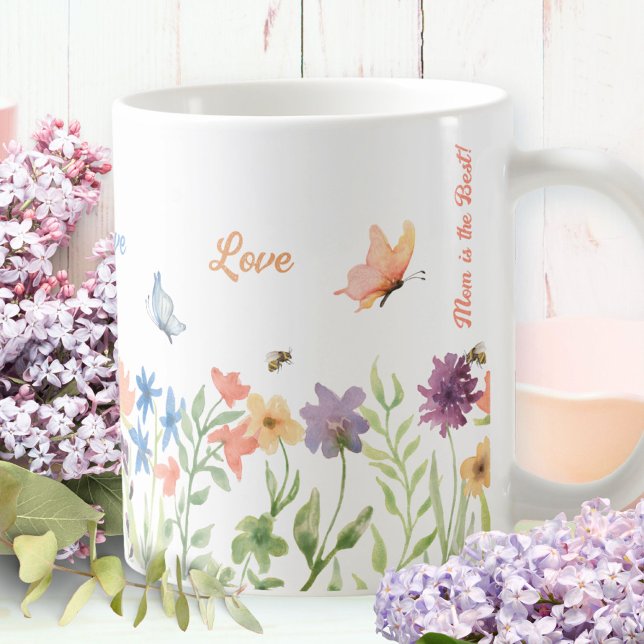Love Best Mom Painted Spring Flowers Butterfly Bee Coffee Mug (Love Best Mom Painted Spring Flowers Butterfly Bee Coffee Mug ©Susanne Sachers - Sunny Mind 🌞)